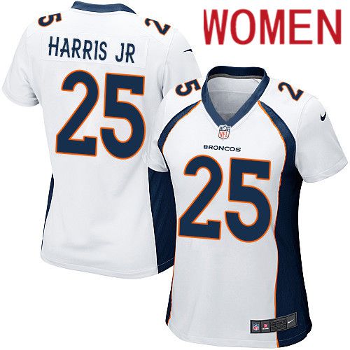 Women Denver Broncos #25 Chris Harris Jr White Nike Game NFL Jersey->women nfl jersey->Women Jersey